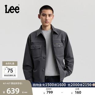 Lee商场同款 对比色缝线设计铁灰色男夹克外套LMT0111776UF 舒适版