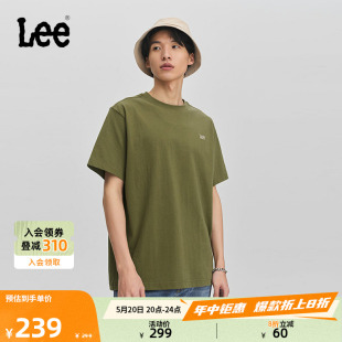 圆领刺绣小Logo橄榄绿男短袖 Lee商场同款 24春夏新品 舒适版 T恤休闲