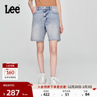 设计浅蓝色女百慕大牛仔短裤 五袋款 显瘦潮A08096 舒适版 Lee25新品