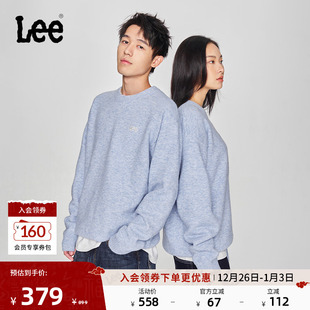 毛衣休闲潮流 情侣装 Lee韩国设计标准版 圆领刺绣小Logo男女同款