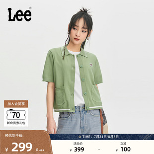 Lee舒适版 休闲潮流LWT008245201 绿色女翻领针织短袖 polo衫