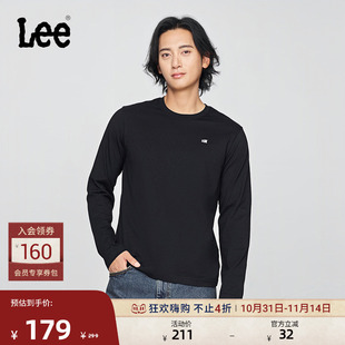 圓領小Logo貼布男長袖 T恤休閑LMT0108473RX 標準版 Lee25秋冬新品