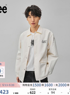 Lee商场同款舒适书法风徽标本白色抽绳扣男夹克外套LMT006954201