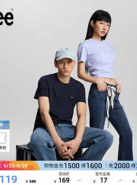 Lee圆领经典小Logo字母印花男女同款短袖T恤休闲潮流LUT0053984L