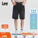 Lee24春夏新品903宽松直筒Logo轻薄黑色男牛仔短裤凉凉裤休闲潮