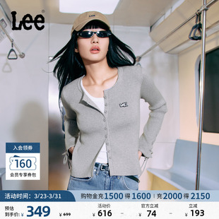 毛衣开衫 Lee修身 口设计女针织长袖 圆领绑带微喇袖 LWT010881201 版