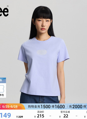 Lee26春夏新品圆领蕾丝图案印花女士短袖T恤休闲潮流LWT0121954LE