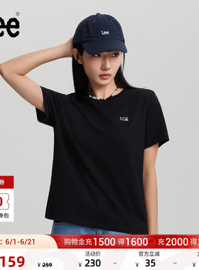 Lee26春夏新品经典圆领箔印Logo图案女短袖T恤休闲潮LWT0121944LE