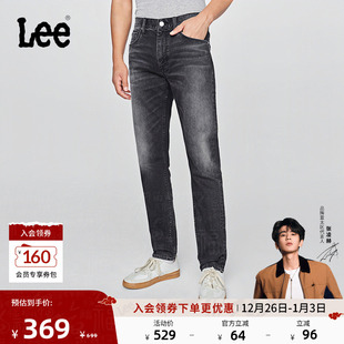 Lee25秋冬新舒适中腰锥形五袋款 黑灰 男牛仔裤 微锥直筒裤