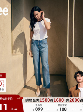【张凌赫代言】Lee商场款25冬新美颜牛仔422修身中腰直脚女牛仔裤