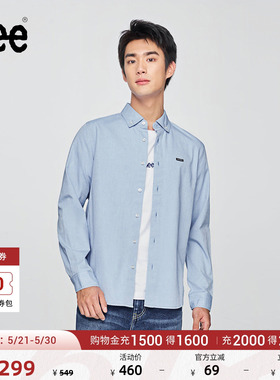 Lee标准版日常简约翻领小Logo徽标男长袖衬衫休闲潮LMT010826T12
