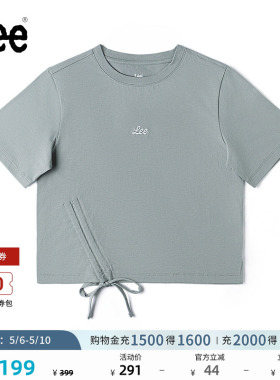 Lee商场同款舒适版圆领刺绣Logo灰色女短袖T恤休闲潮LWT0099634LE