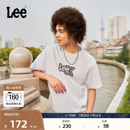 Lee25春夏新品舒适版圆领炫色Logo印花男短袖T恤潮流LMT0098184LE
