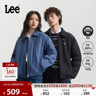 Lee25秋冬新品舒适版翻领小Logo织标男女同款飞行夹克羽绒服休闲