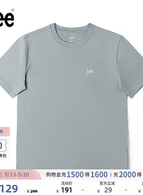 Lee商场同款舒适版男友风圆领刺绣Logo灰色女短袖T恤LWT0099604LE