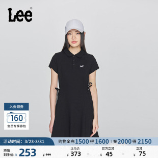 polo连衣裙显瘦休闲潮流LWT009861205 翻领黑色女士短袖 Lee修身 版