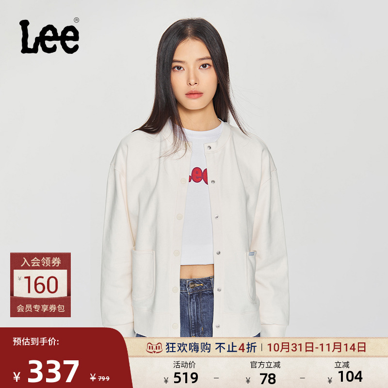 Lee舒适版圆领米白色长袖卫衣