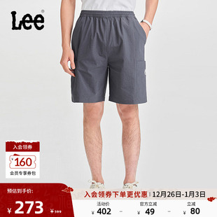 Lee舒适版 休闲潮流A06353 轻薄颗粒感魔术贴口袋尼龙灰色男短裤