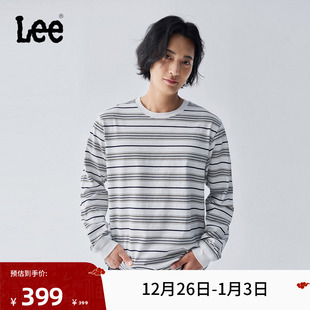 张凌赫同款 圆领条纹男长袖 Lee商场同款 舒适版 T恤潮 25秋冬新品