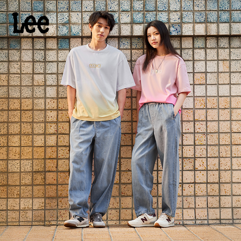 Lee宽松浅蓝色男女同款牛仔气球