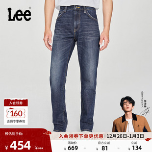 25新品 Lee商场同款 741舒适中腰锥形中蓝色男牛仔裤 张凌赫代言