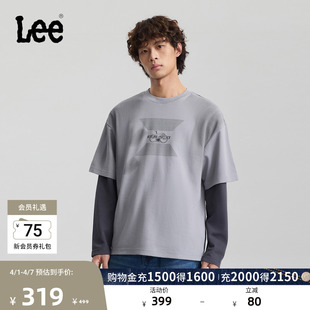 Lee商场同款 T恤LMT011308207 宽松圆领骑行图案磨毛脏污效果男短袖