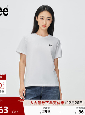 Lee商场同款标准版小logo绣花白色休闲女短袖T恤休闲LWT0067073RT