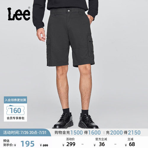 Lee经典工装口袋设计宽松直筒户外休闲短裤显瘦潮流LMB009967209