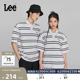 Polo衫 圆领米白男通勤翻领短袖 休闲潮 条纹印花图案经典 Lee舒适版