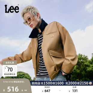 Lee舒适版撞色经典翻领工装大口袋设计男女同款夹克外套休闲潮流