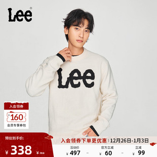 Lee商场同款 圆领字母大Logo男毛衣休闲潮流LMT0095454UX 舒适版