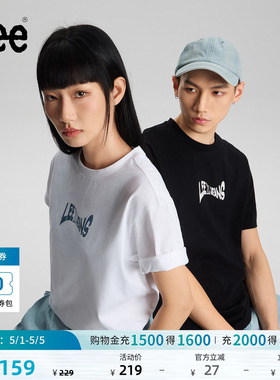 Lee26春夏新品舒适版圆领Logo印花图案男女同款短袖T恤休闲潮流