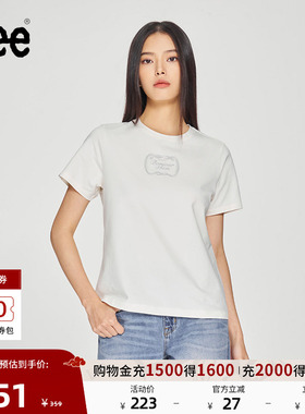 Lee商场同款25新品标准版圆领蛇纹印花Logo女短袖T恤LWT010188K99