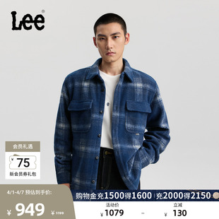 衬衫 LMT011117209 舒适翻领Logo磨毛格子藏青色男长袖 Lee商场同款