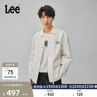 舒适书法风徽标本白色抽绳扣男夹克外套LMT006954201 Lee商场同款