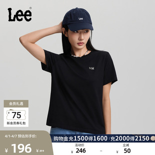 圆领箔印Logo图案女短袖 T恤休闲LWT0121944LE 标准版 Lee26春夏新品