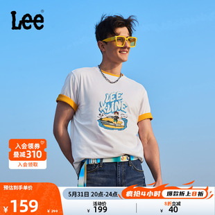 T恤LMT0081234LE Lee24春夏新品 卡通图案印花白色男短袖 舒适版 K14