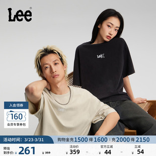 短袖 圆领小Logo印花设计复古水洗男女同款 T恤 宽松版 Lee26春夏新品