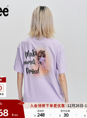 Lee商场同款宽松Oversize数码印花女短袖T恤休闲潮流LWT0076743RT