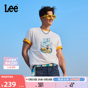 卡通图案印花白色男短袖 T恤LMT0081234LE 舒适版 Lee24春夏新品 K14