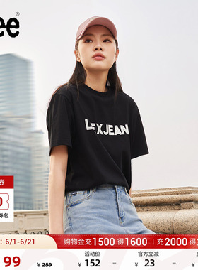 Lee舒适版经典圆领字母印花男女同款短袖T恤休闲潮流LUT0098404LE
