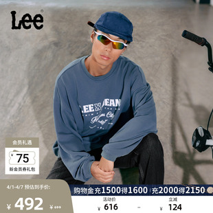 Lee宽松版 圆领印花Logo男女同款 长袖 休闲卫衣潮LUT010845204 经典