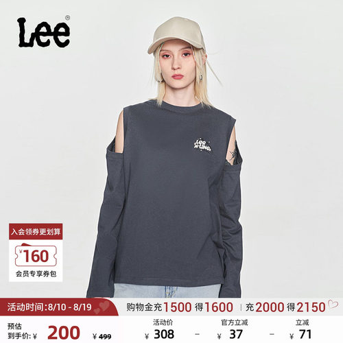 Lee插肩袖灰色女长袖T恤