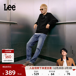 休闲潮流 Lee726舒适直筒丹宁复古水洗蓝色男牛仔裤 张凌赫代言