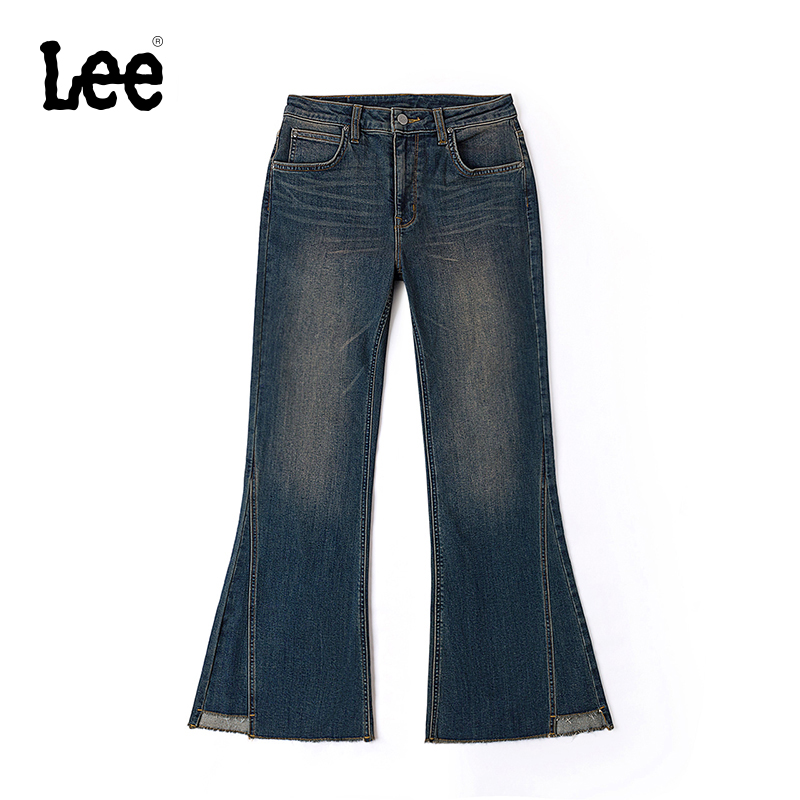 427标准高腰喇叭 采用中深蓝色水洗设计