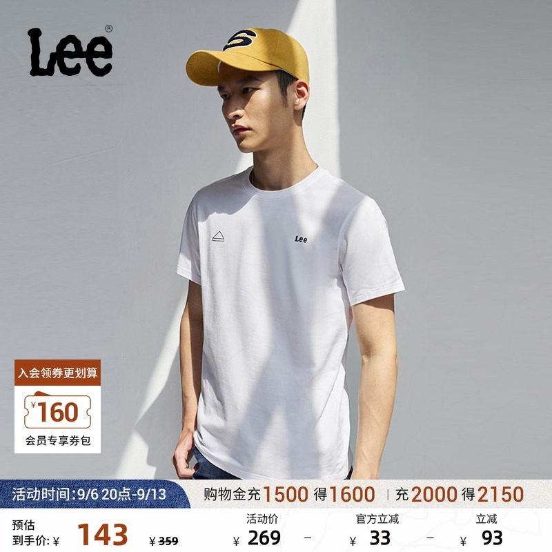 Lee商场同款修身版圆领Logo印花男短袖T恤休闲潮流LMT010172K99图片