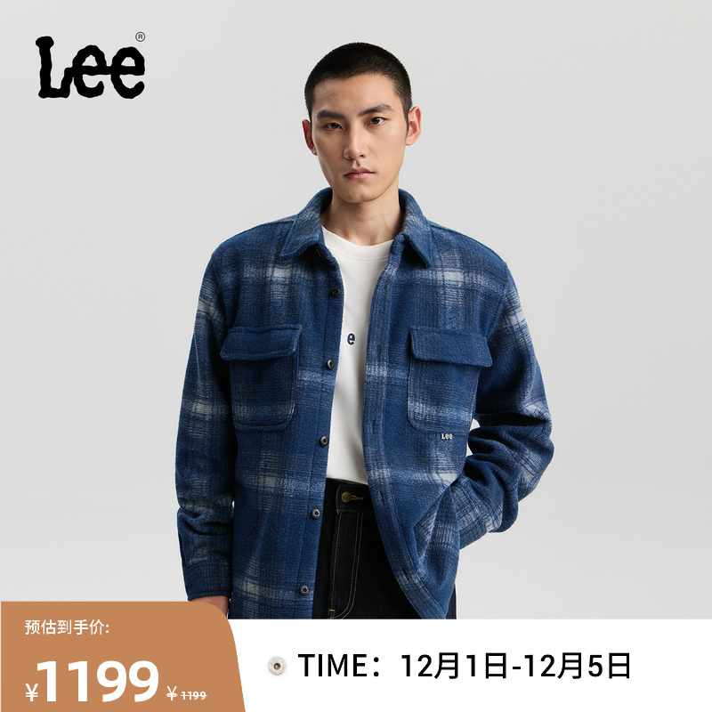 舒适版翻领长袖衬衫 胸前口袋上Logo徽标