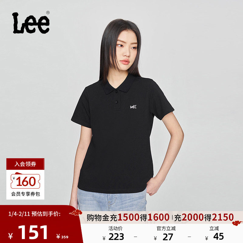 Lee25新品标准版翻领刺绣Logo女短袖polo衫休闲潮流LWT009916205,女装/女士精品,POLO衫,淘宝优惠券,粉丝福利购,淘宝优惠卷
