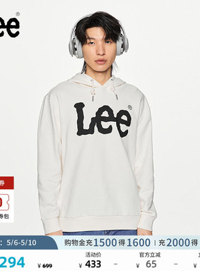 Lee商场同款经典色舒适版型logo男连帽长袖卫衣休闲潮流LMT00677