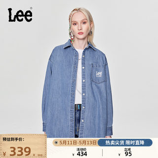 Lee24春夏新品舒适版中浅蓝女翻领长袖牛仔衬衫休闲LWT0082256BY